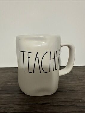 Rae Dunn Teacher Ceramic Coffee Mug - White with Black Lettering